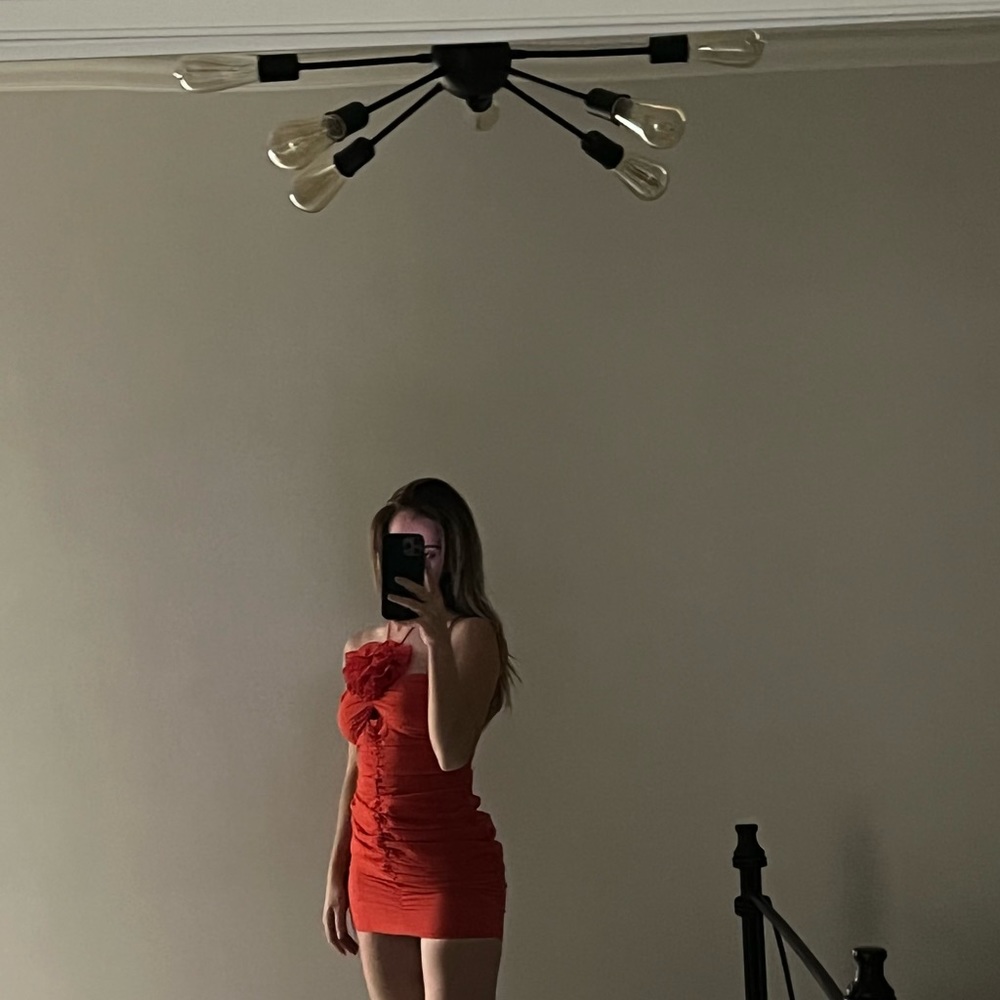 Red flower mini dress - new